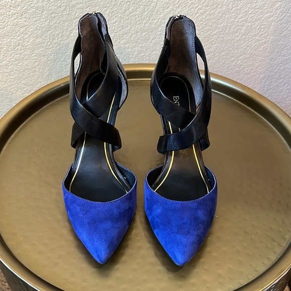 Enzo Angiolini Eacoadi Blue Suede Heels - Picture 6 of 13